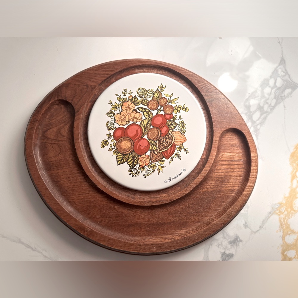 Vintage Goodwood Charcuterie Board. Teak wood oval serving Tray 10x12